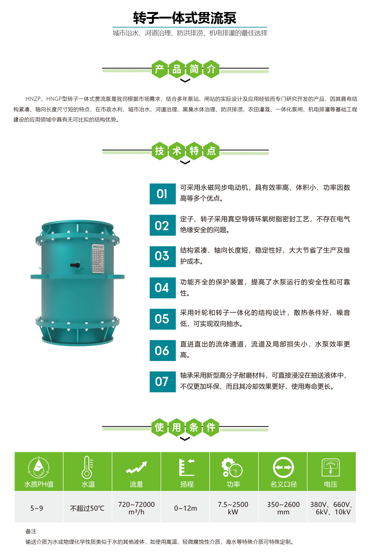 转子一体式贯流泵,华南泵业